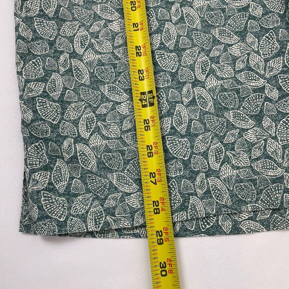 LL Bean Mens Green White Seashells Button Up Short Sleeve-M - Picture 9 of 12
